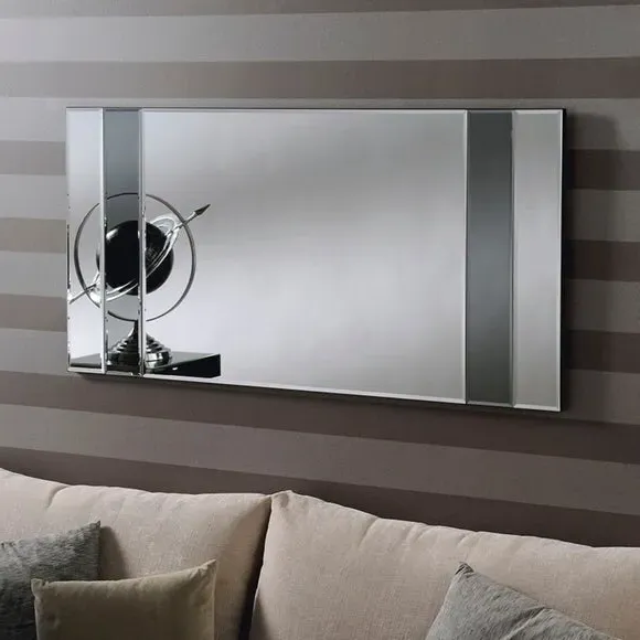 Bevelled Wall Mirror - Black, Wood Frame image