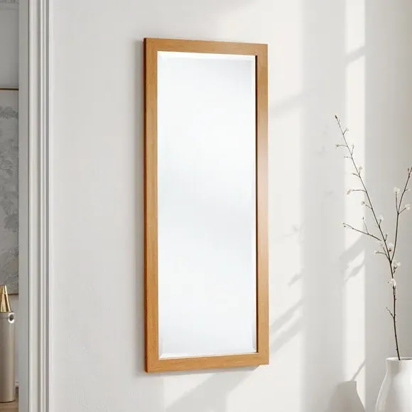Bevelled Wall Mirror - Oak Effect