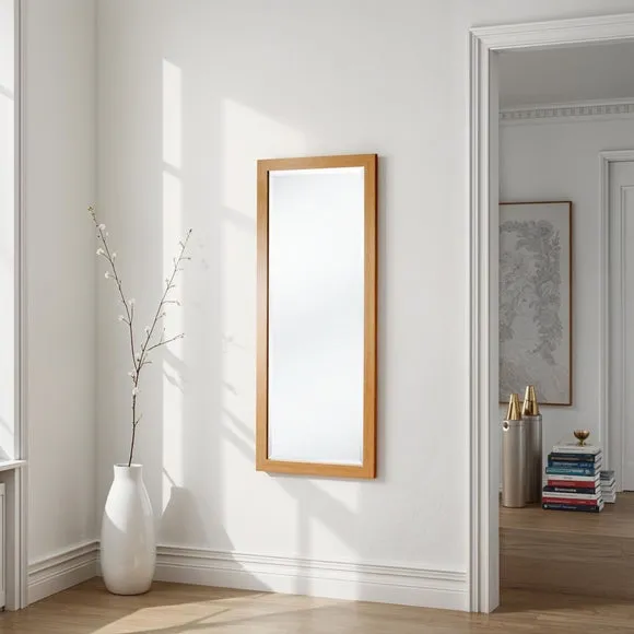 Bevelled Wall Mirror - Oak Effect