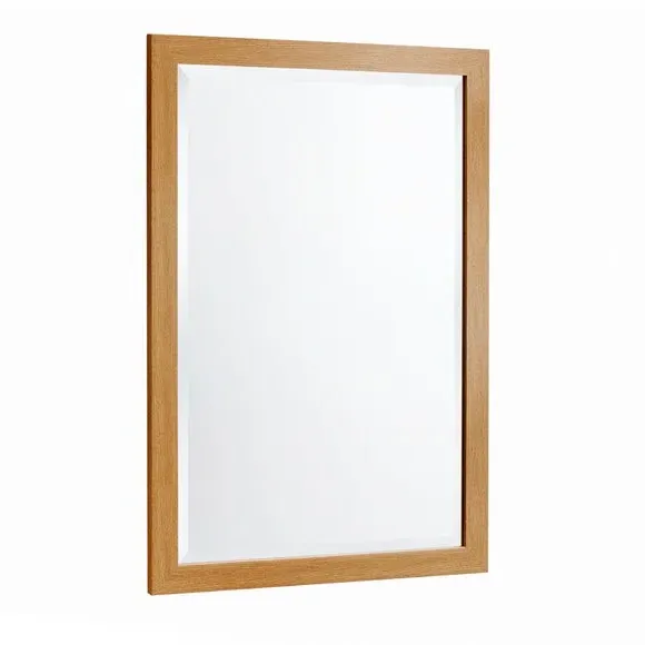 Bevelled Wall Mirror - Oak Effect image