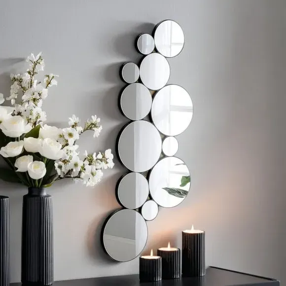 Circular Wall Mirror Decorative - Silver