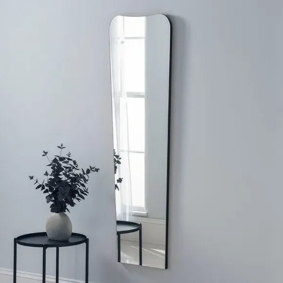 Curved Full Length Wall Mirror - Black image