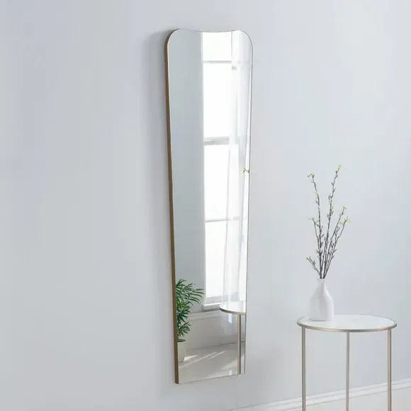 Curved Full Length Wall Mirror - Gold