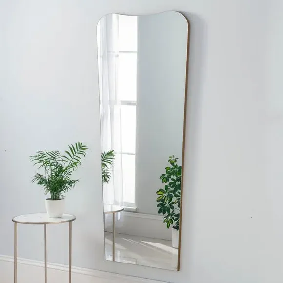 Curved Full Length Wall Mirror - Gold image