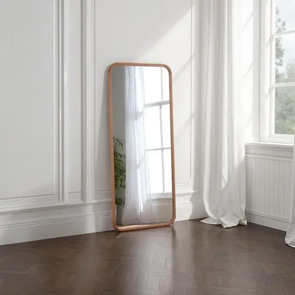 Curved Full Length Wall Mirror - Natural, Oak