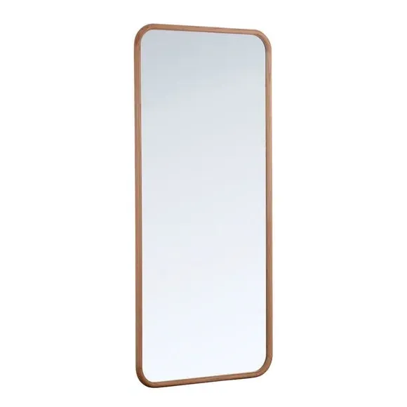 Curved Full Length Wall Mirror - Natural, Oak