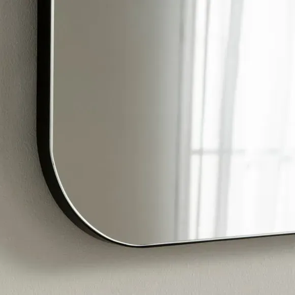Curved Overmantel Wall Mirror - Black
