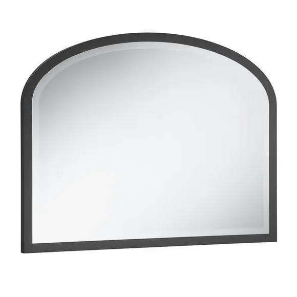 Curved Overmantel Wall Mirror - Black, Bevelled image