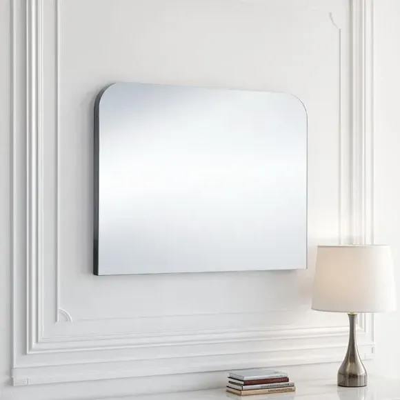 Curved Overmantel Wall Mirror - Black