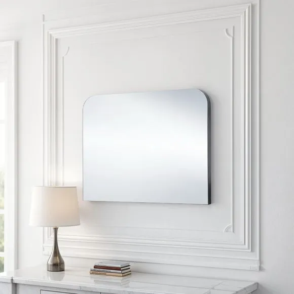 Curved Overmantel Wall Mirror - Black