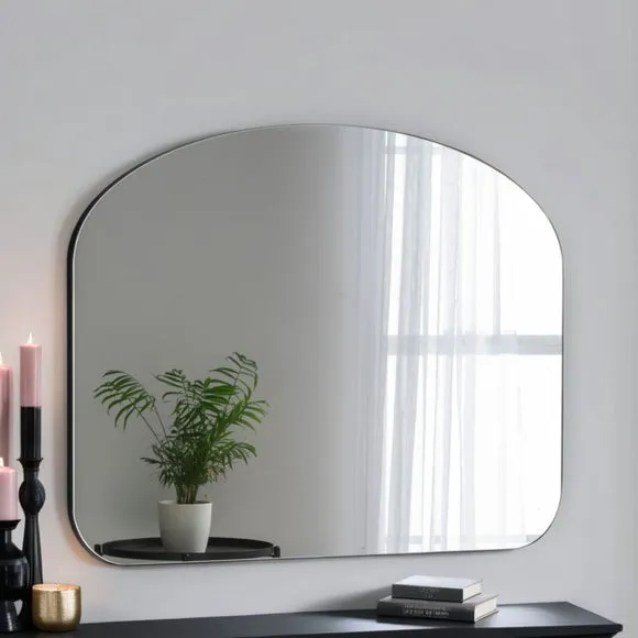 Curved Overmantel Wall Mirror - Black image