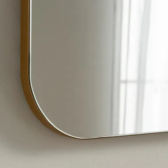 Curved Overmantel Wall Mirror - Gold