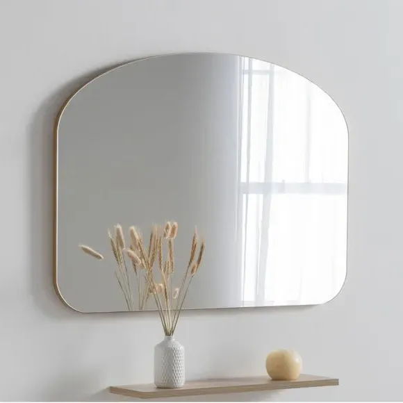 Curved Overmantel Wall Mirror - Gold