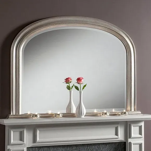 Curved Overmantel Wall Mirror - Silver