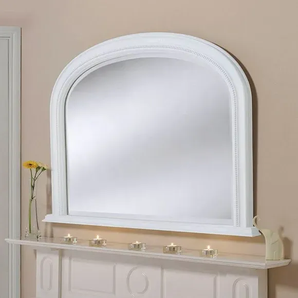 Curved Overmantel Wall Mirror - White