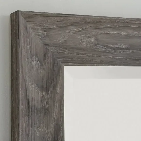 Framed Wall Mirror - Light Grey, Wood Effect
