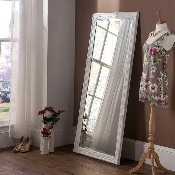 Full Length Leaner Mirror - White, Wood