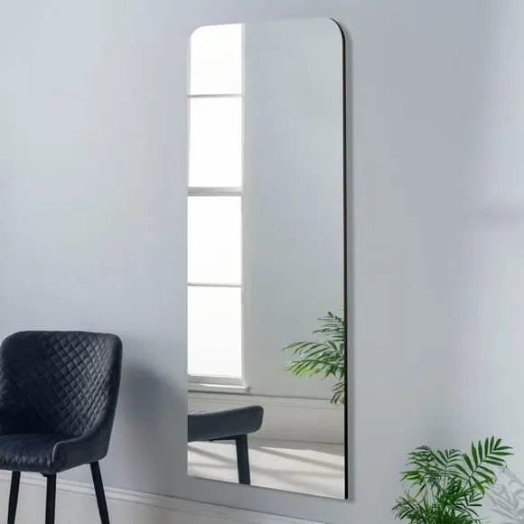 Full Length Wall Mirror with Curved Corners - Black image