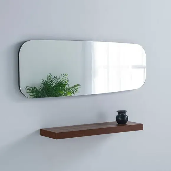 Narrow Full Length Wall Mirror - Black, Pebble