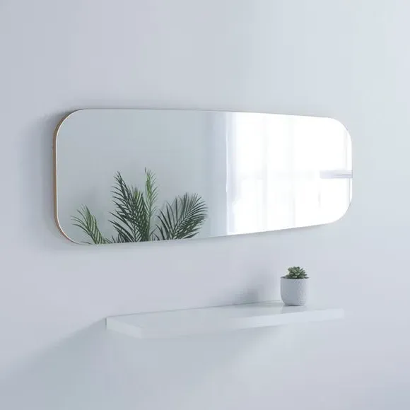 Narrow Full Length Wall Mirror - Gold, Pebble