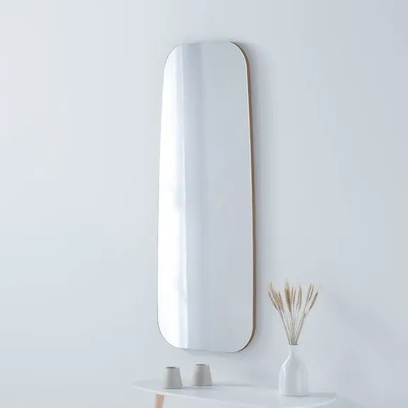 Narrow Full Length Wall Mirror - Gold, Pebble