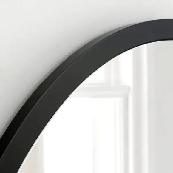 Oval Wall Mirror - Black, Wood Frame