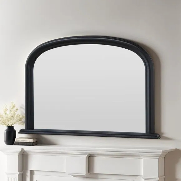 Overmantle Wall Mirror - Black, Wood image