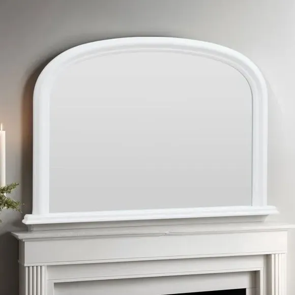 Overmantle Wall Mirror - White, Wood