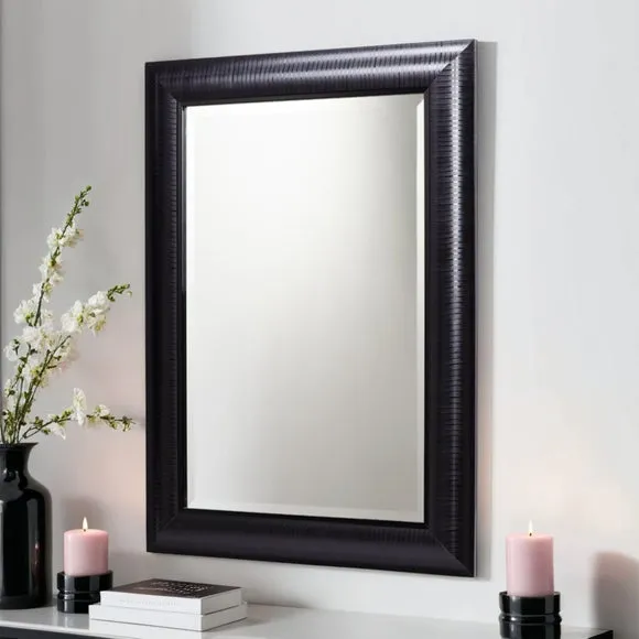 Rectangle Wall Mirror Textured - Black, Glass image