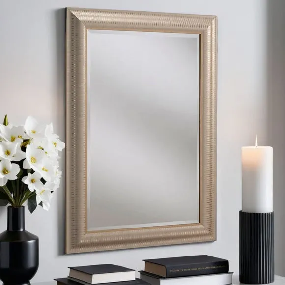 Rectangle Wall Mirror Textured - Gold, Glass