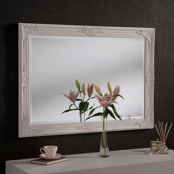 Rectangle Wall Mirror - White, Wood image