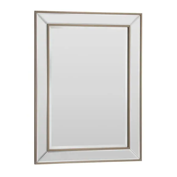Rectangular Wall Mirror with Bevelled Edge - Gold
