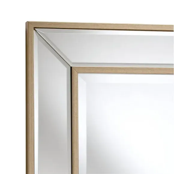 Rectangular Wall Mirror with Bevelled Edge - Gold