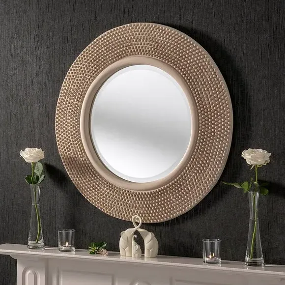 Round Beaded Wall Mirror - Pearl
