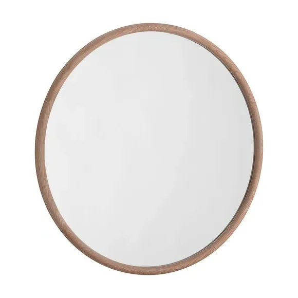 Round Wall Mirror - Natural, Solid Oak