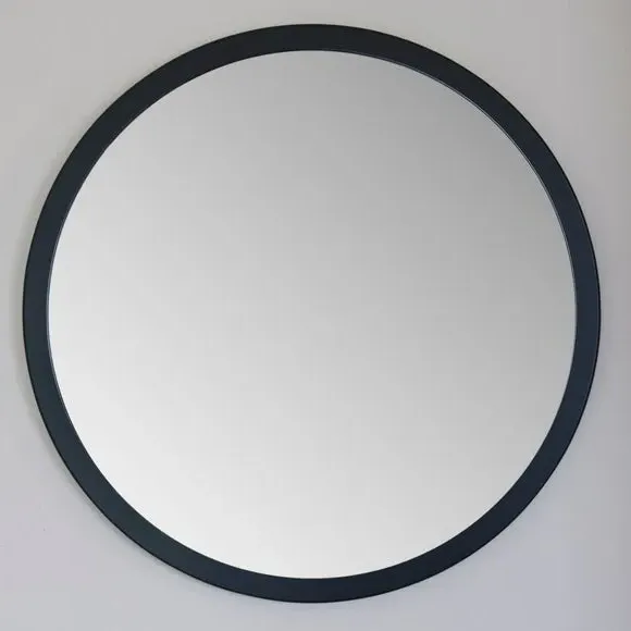 Round Wall Mirror with Minimalist Frame - Black