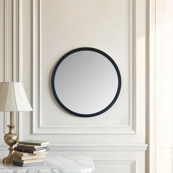 Round Wall Mirror with Minimalist Frame - Black image