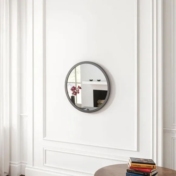 Round Wall Mirror with Minimalist Frame - Grey