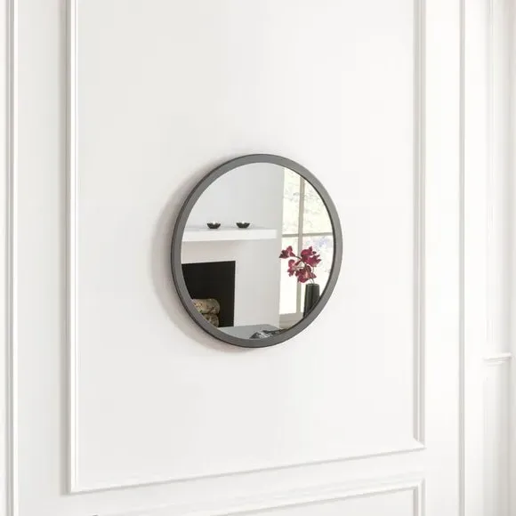 Round Wall Mirror with Minimalist Frame - Grey