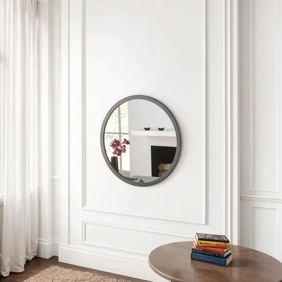 Round Wall Mirror with Minimalist Frame - Grey