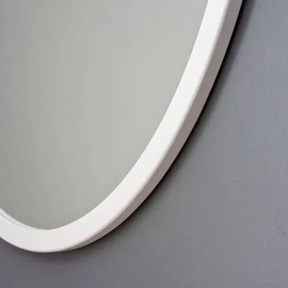 Round Wall Mirror with Minimalist Frame - White