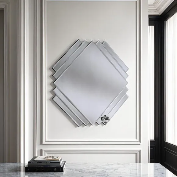Square Wall Mirror with Bevelled Edges - Silver image
