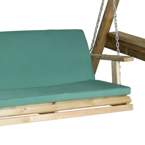 2-Seater Bench Pad with Back - Green, Polyester