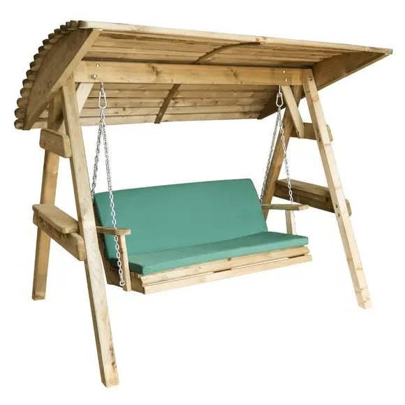 2-Seater Bench Pad with Back - Green, Polyester image
