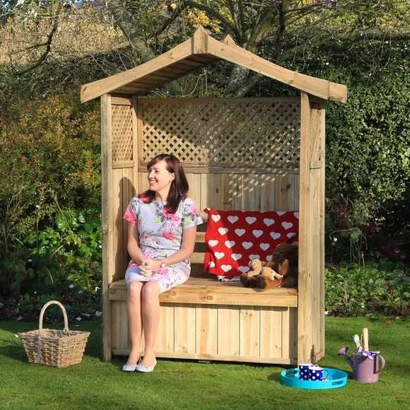 2-Seater Garden Arbour with Storage - Natural