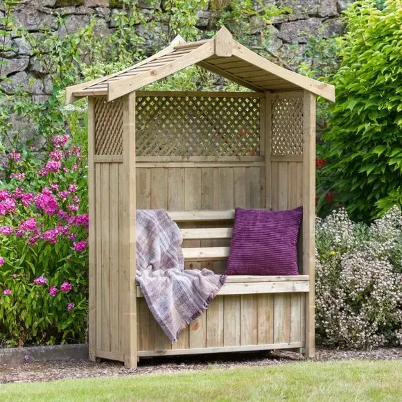 2-Seater Garden Arbour with Storage - Natural