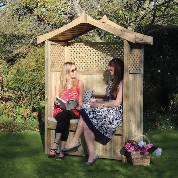 2-Seater Garden Arbour with Storage - Natural