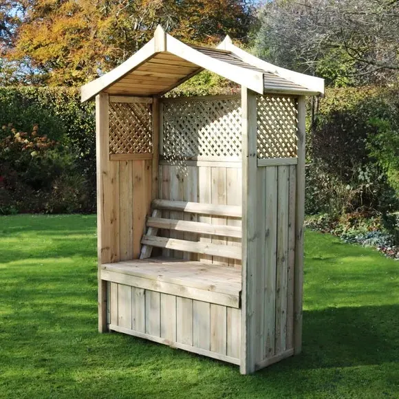 2-Seater Garden Arbour with Storage - Natural