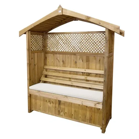 2-Seater Garden Arbour with Storage - Natural