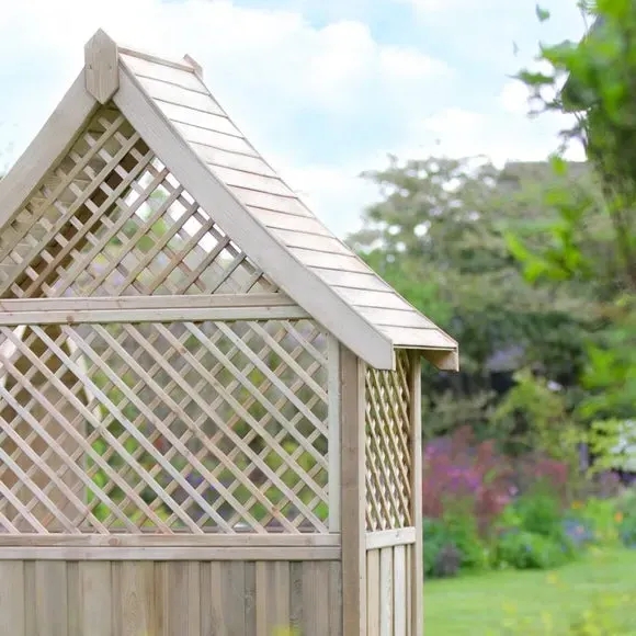 2-Seater Garden Arbour with Storage - Natural Wood